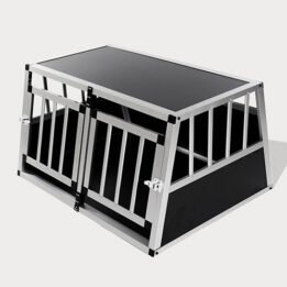 Small Double Door Dog Cage With Separate Board 65a 89cm 06-0771 gmtpet.net
