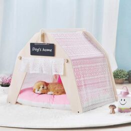 Indoor Portable Lace Tent: Pink Lace Teepee Small Animal Dog House Tent 06-0959 gmtpet.net