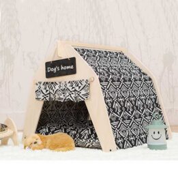 Waterproof Dog Tent: OEM 100% Cotton Canvas Pet Teepee Tent Colorful Wave Collapsible 06-0963 gmtpet.net