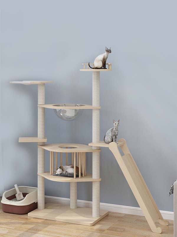 Wholesale pine solid wood multilayer board cat tree cat tower cat climbing frame 105-212 gmtpet.net