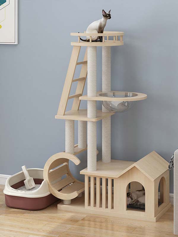 Condomínios para gatos por atacado | Torre Cat OEM | Árvore de gato legal de madeira maciça 105-216 gmtpet.net