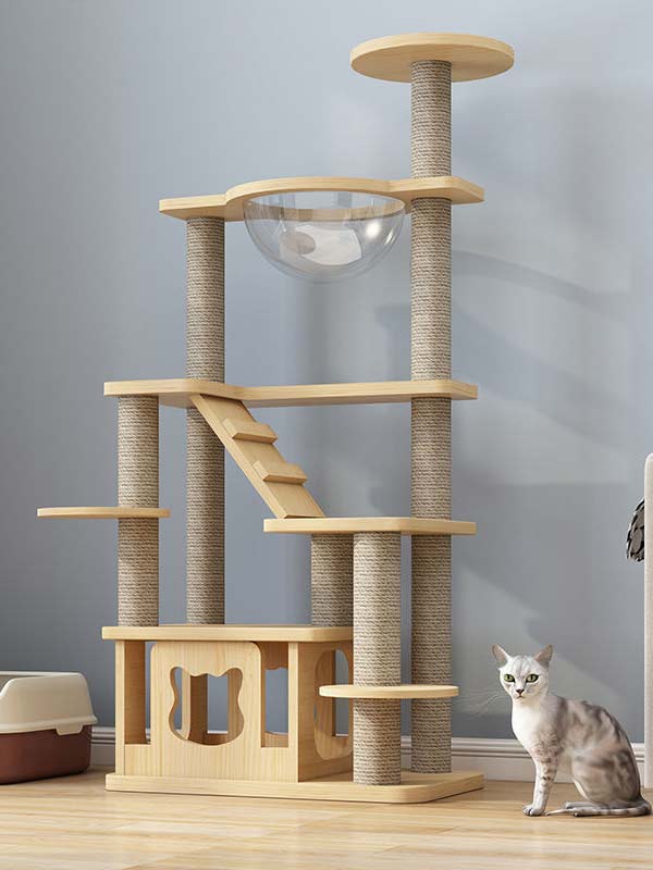 atacado-pinho-madeira maciça-placa multicamadas-gato-árvore-torre-gato-quadro de escalada para gatos-105-219 gmtpet.net