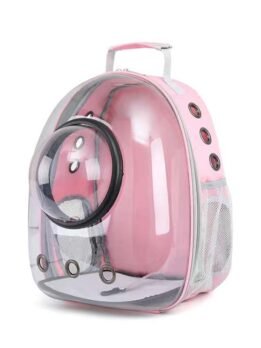 Transparent pink pet cat backpack with hood 103-45032 gmtpet.net