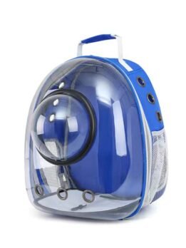 Transparent blue pet cat backpack with hood 103-45033 gmtpet.net
